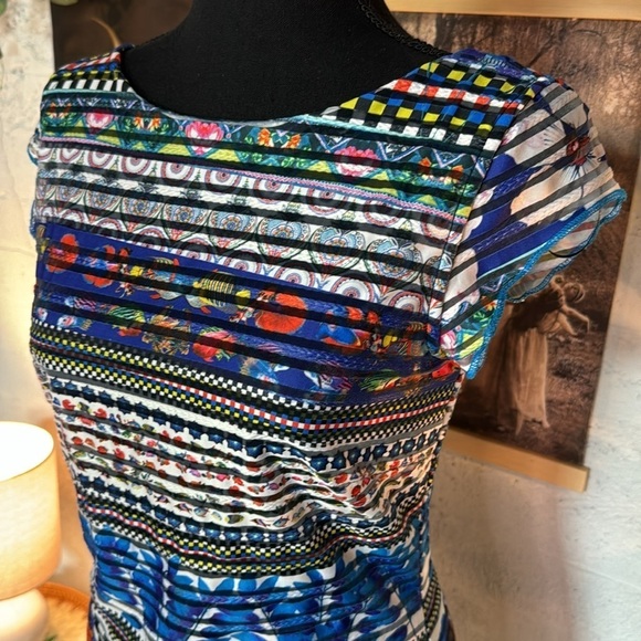 Desigual Fiona Fish Print Tropical Midi Dress | Size S | Colorful Boho Summer - Picture 2 of 13
